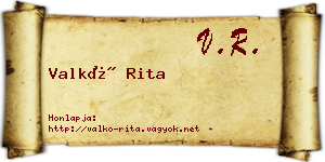 Valkó Rita névjegykártya