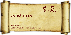 Valkó Rita névjegykártya
