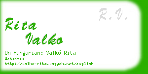 rita valko business card